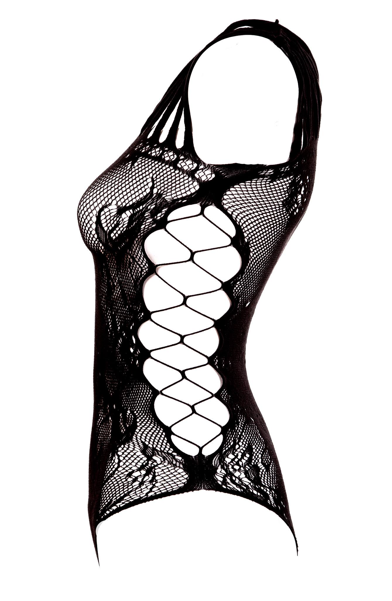 Music Legs, Lace sort teddy - De åbne kiler på siderne giver en iøjnefaldende detalje og forstærker det sensuelle udtryk.