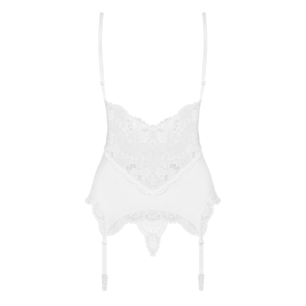Obsessive, Lightness hvid corsage - Selvsikkerhed i Obsessive Lightness corsage: Romantisk flair, polstret bh & blonde ryg.