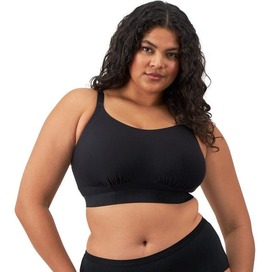 Sort bh uden bøjle. Med bred elastikkant uden synlige sømme. Designet i skålen inkluderer en indvendig struktur med skjult powernet.