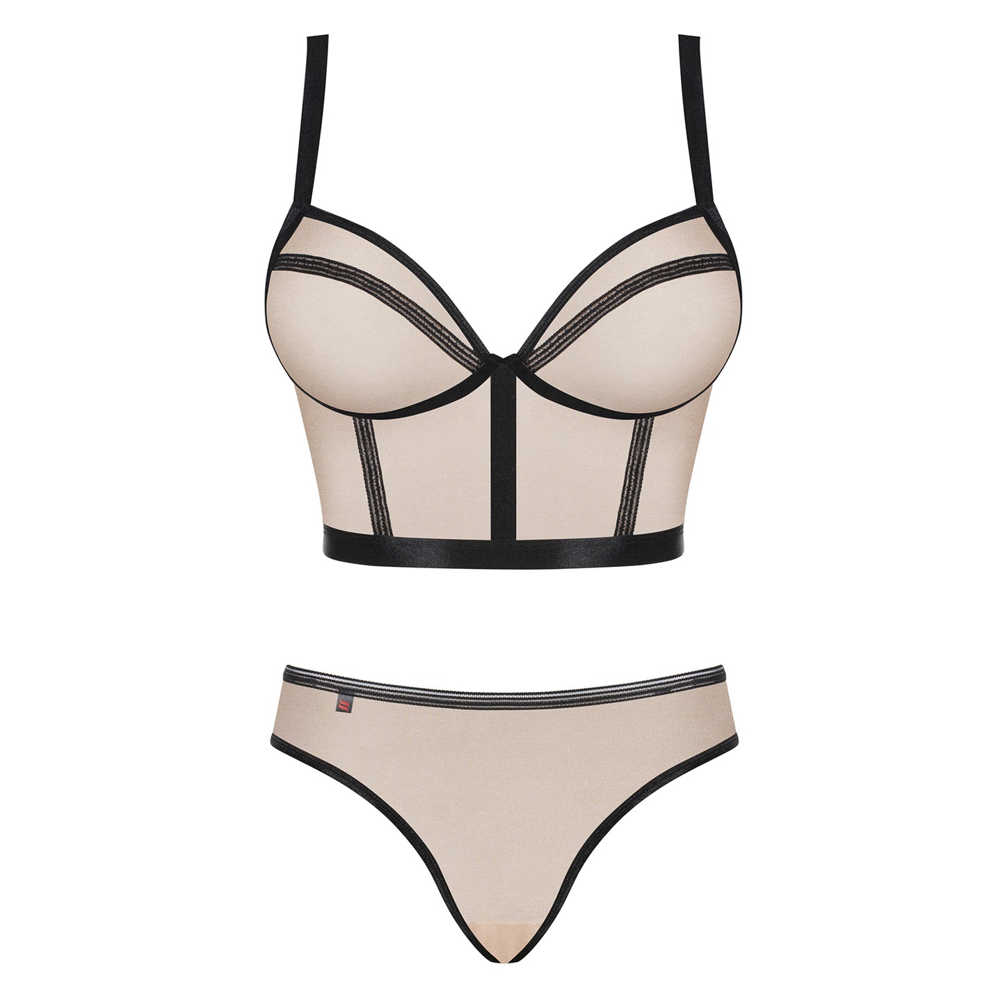 Obsessive, Nudelia bh sæt - Dette smukke enkle nude og sorte design gør dette bh sæt perfekt under hvilket som helst outfit du vil have på.