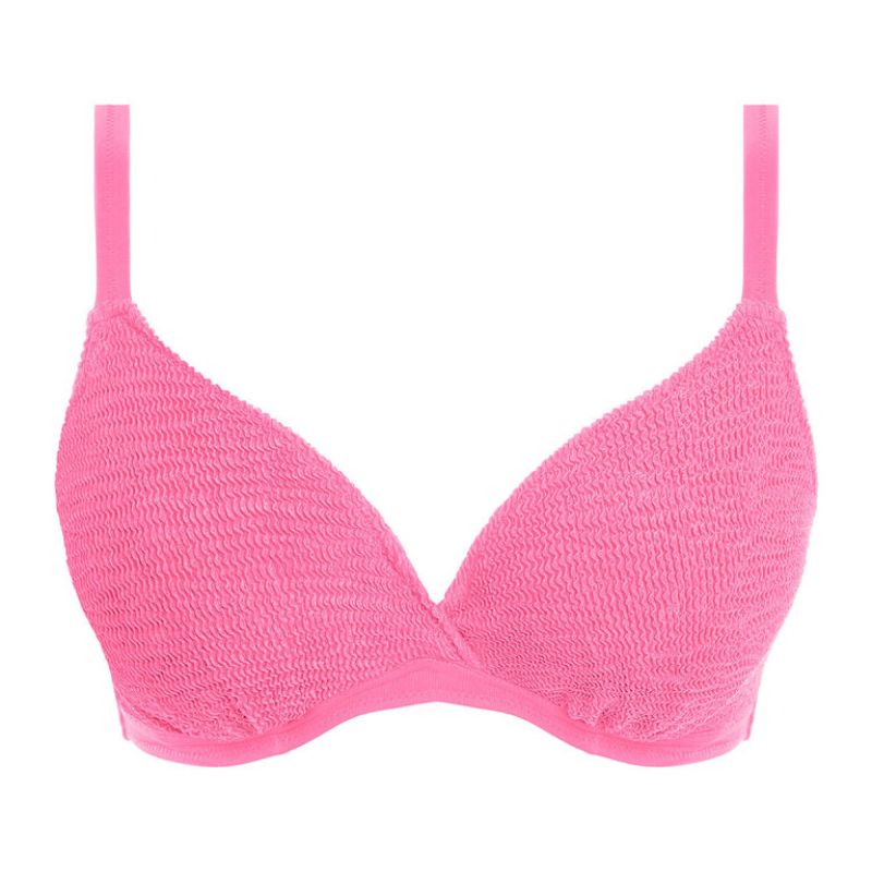 Pink bikini top med bøjle og v-udskæring. Bikini toppen har en behagelig pasform.