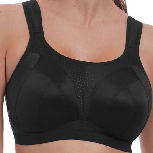 Sort sports bh i sort. Bh'en er uden bøjle. Brede stropper, for ekstra støtte.