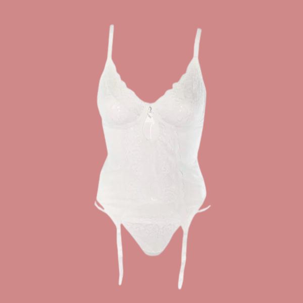 corsagen har hægtelukning og justerbar stropper bagpå