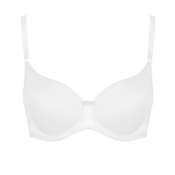 Hvid vatteret bh med en lille sløjfe i midten. Justerbare stropper, 2 hægter