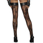 Noir Handmade, Mønstret strømper - Luksuriøse thigh-high strømper fra Noir Handmade forvandler outfits. Gennemsigtige blonder kombineret med wetlook-detaljer.