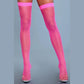 Bewicked, Neon pink thigh high netstrømper - De fremhæver elegant dine ben og tilfører et farverigt touch. Med et fint fiskenetmønster og en bred elastisk kant sidder de behageligt og sikkert.