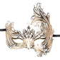 EasyToys, Asymmetrisk guld maske - Moderne guldmaske fra Easy Toys blander venetiansk design med nytænkning. Satinbåndet sikrer behagelig pasform.