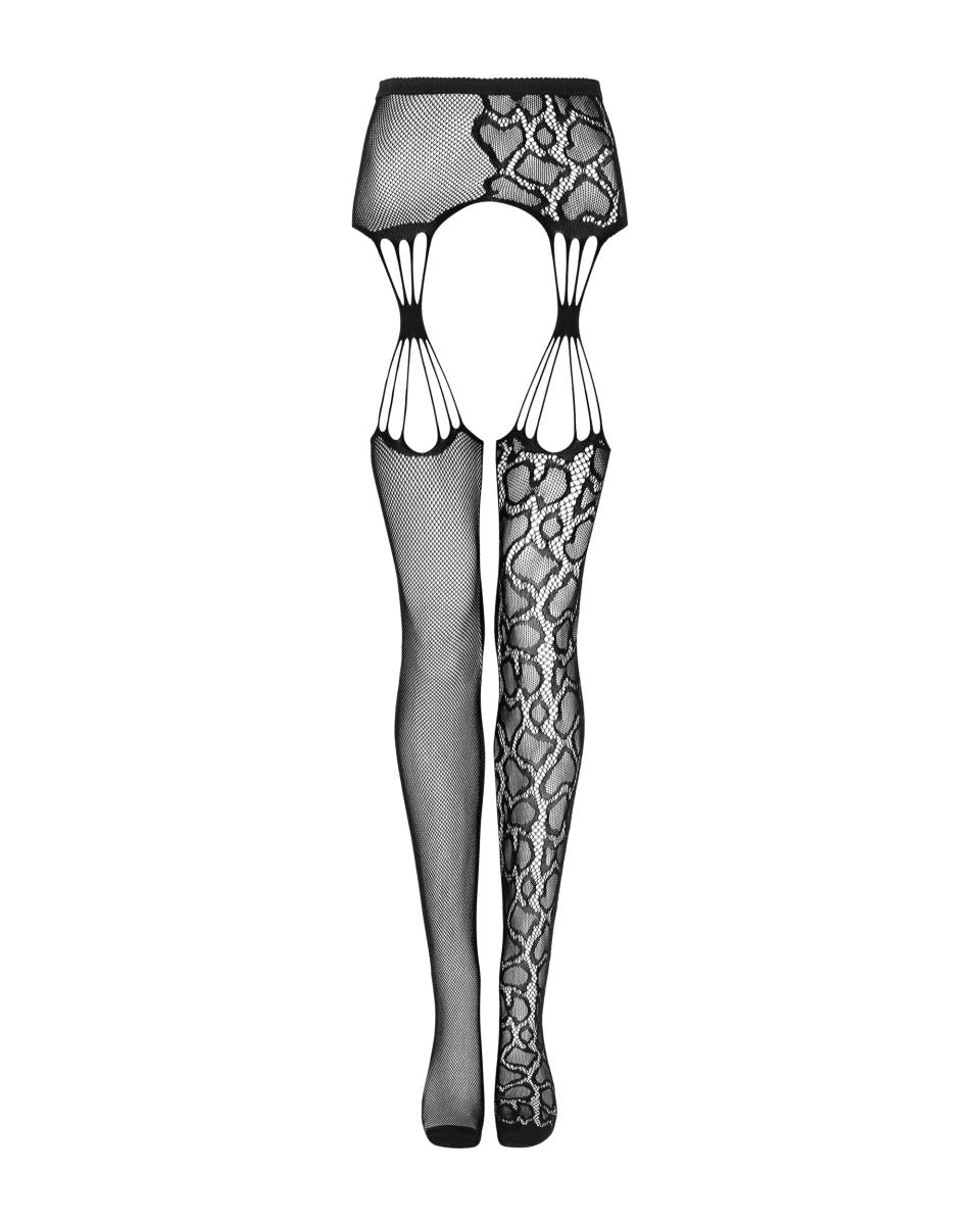 Obsessive, Zoic strømper med strømpeholder - Til dig der vil skille dig ud passer disse strømper perfekt ind, med dyreprint på den ene side og netmønster på den anden!