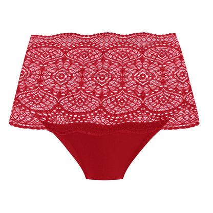 Flot rød farvet Lace Ease full brief i one size.