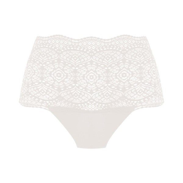 Enkelt hvid farvede Lace Ease full brief i one size.