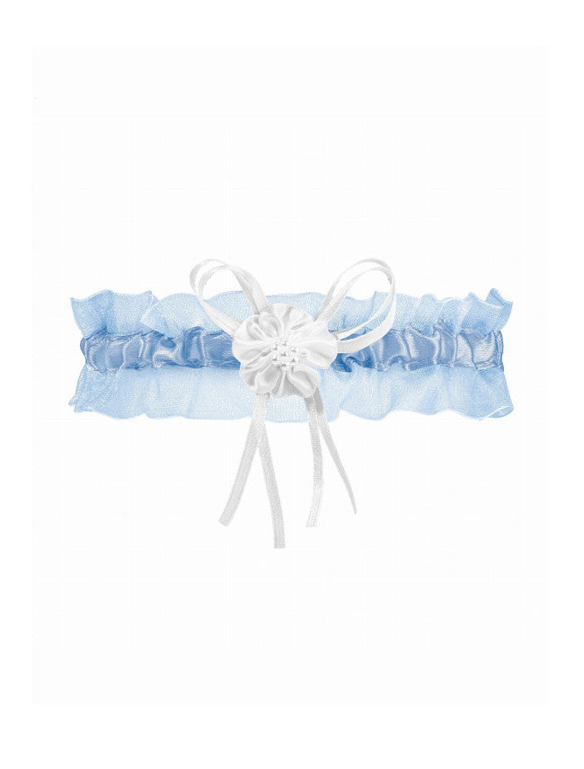 Julimex, Portland blå strømpebånd - Disse blå strømpebånd er en must-have til bryllupper og polterabends. Med sløjfe og blomst er de ideelle.