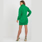 Grøn sweat kjole, fremstillet i blødt bomuldsmateriale, stand-up krave med lynlåslukning, ribkanter på ærmer og nederst på kjolen, str. one size, længde 83 cm, omkreds 116 cm