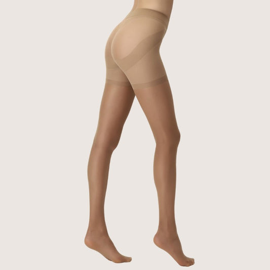 Strømpebukser i nude med push up effekt, strækbare og behagelige.