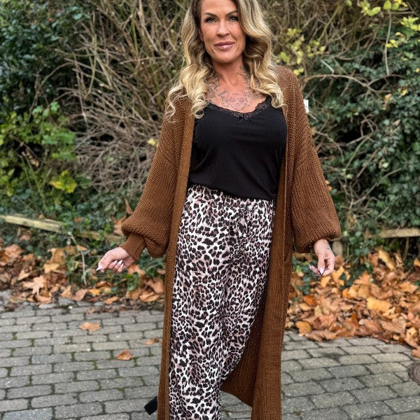 Miss Linda, Lang strik cardigan - brun