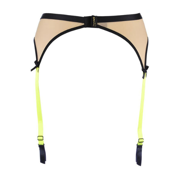 Axami, Passion wave hofteholder er med beige i siderne, sorte kanter og farverige stropper perfekt til dine netstrømper.