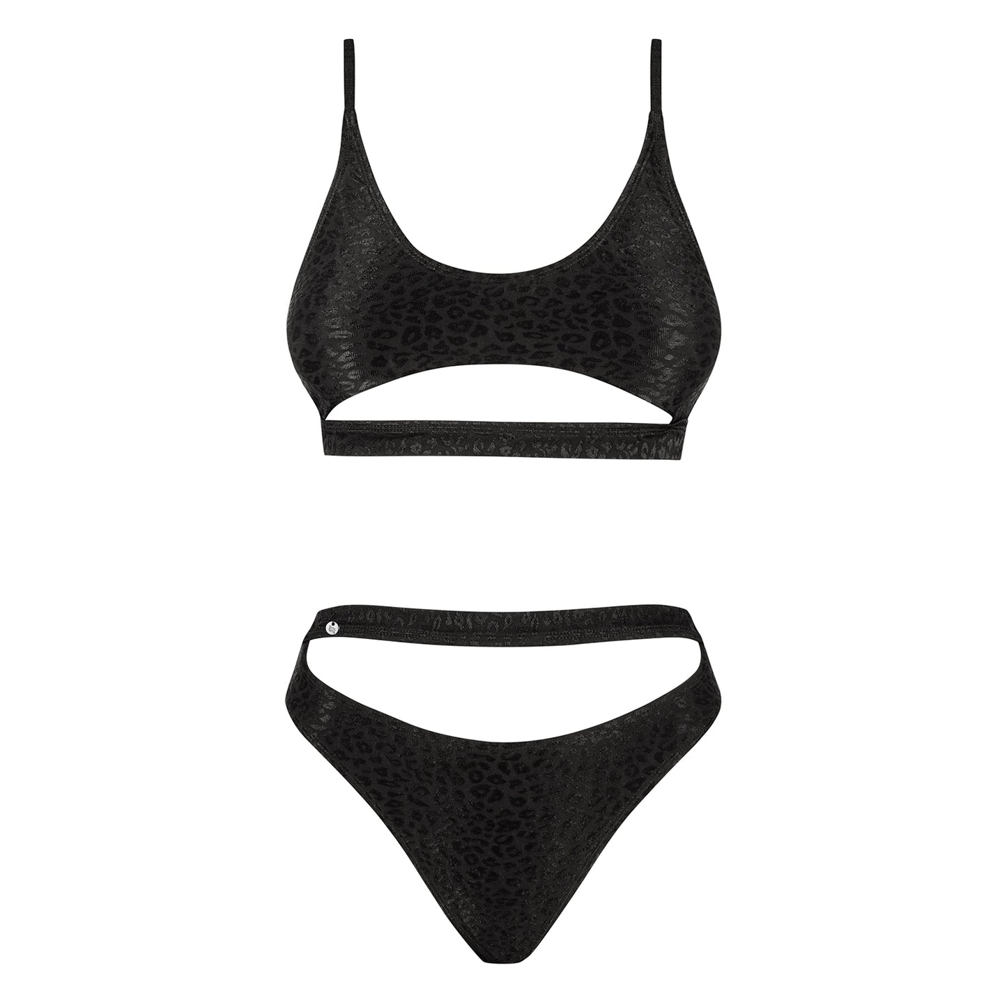 Obsessive, Miamelle sort bikini sæt -  Sporty og elegant med smukke udskæringer under barmen og på underdelen. Perfekt til sommeren!