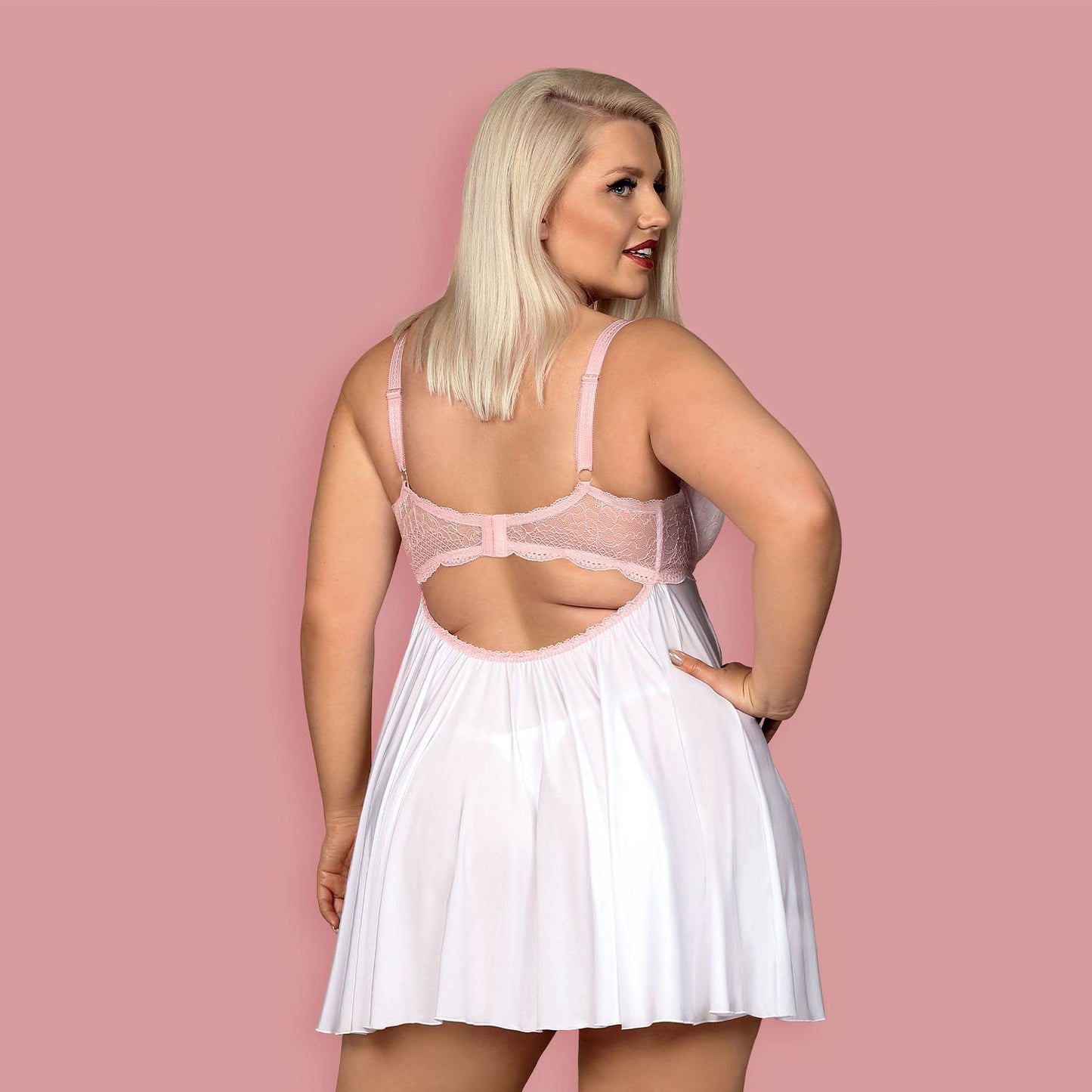 Obsessive, Girlly babydoll sæt - Opgrader din undertøjsgarderobe med Obsessive Girlly babydoll-sættet i lyserød og hvid blonder. Romantisk elegance!