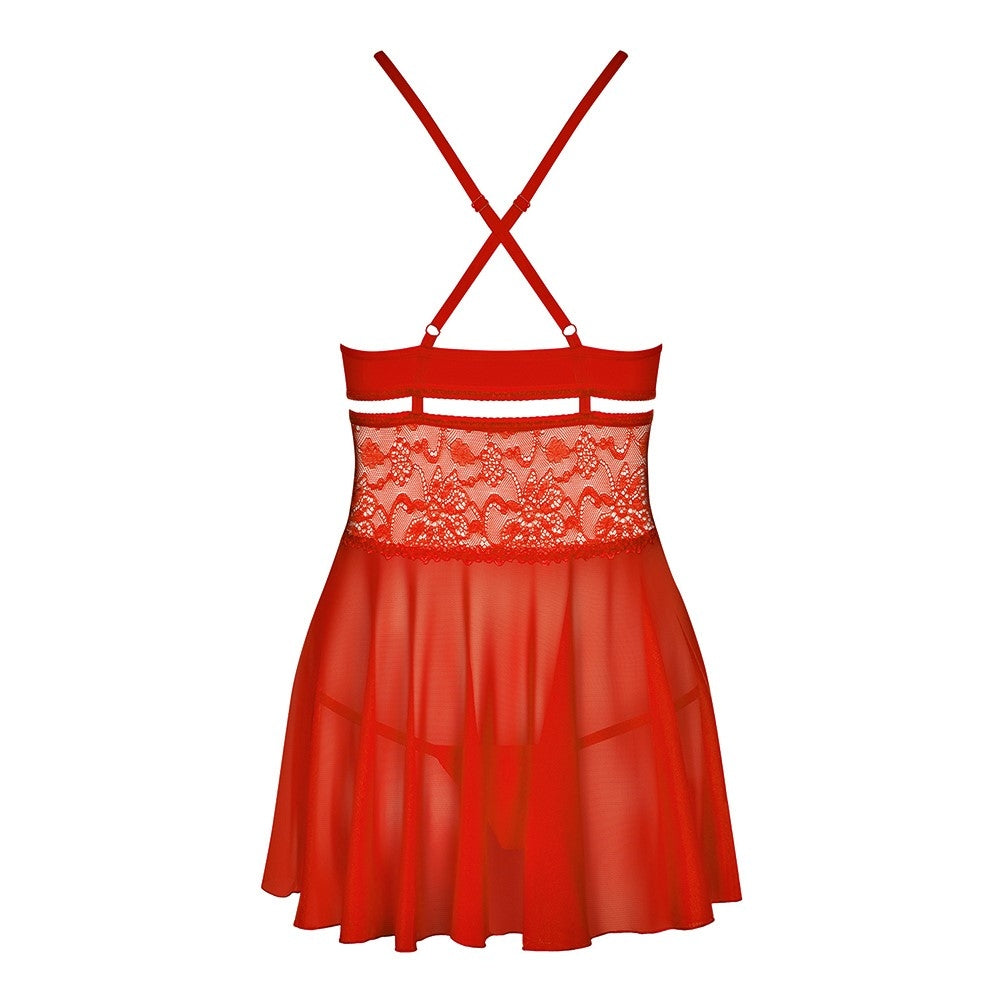 Obsessive, Fulness rød babydoll - Sensuel Fulness rød babydoll: Blonder, udskæringer og elegant vedhæng. Forvandl din stil med lidenskab.