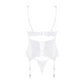 Obsessive, Amor Blanco hvid corsage sæt - Elegant hvid corsage i blonder & mesh + g-streng. Sublim komfort & pasform. Love-lingeri.dk.