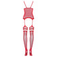 Obsessive, Harlequin rød bodysuit - Dekorativ mesh bodysuit fra Obsessive. Sømløs, stretchy & perfekt under tøj.