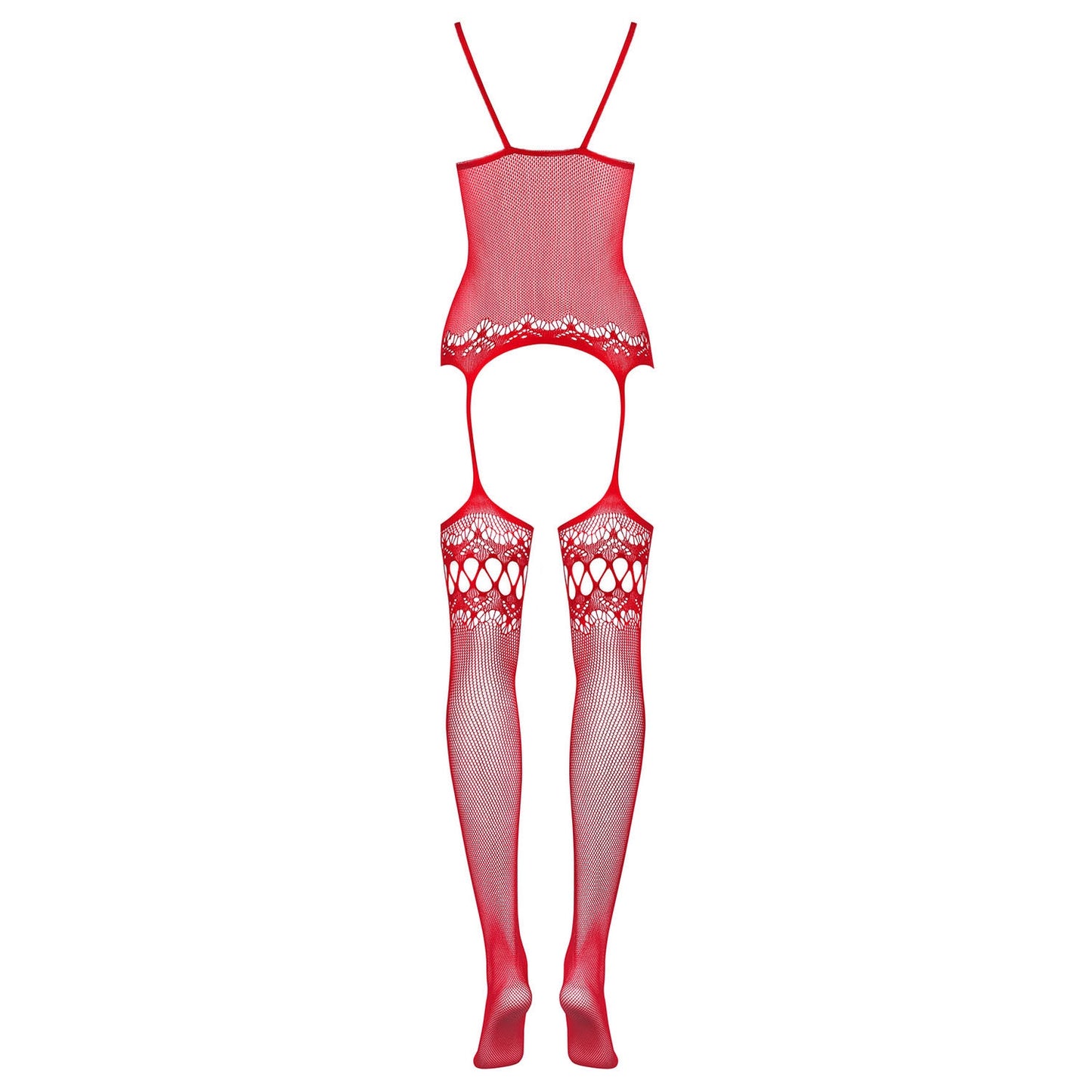 Obsessive, Harlequin rød bodysuit - Dekorativ mesh bodysuit fra Obsessive. Sømløs, stretchy & perfekt under tøj.