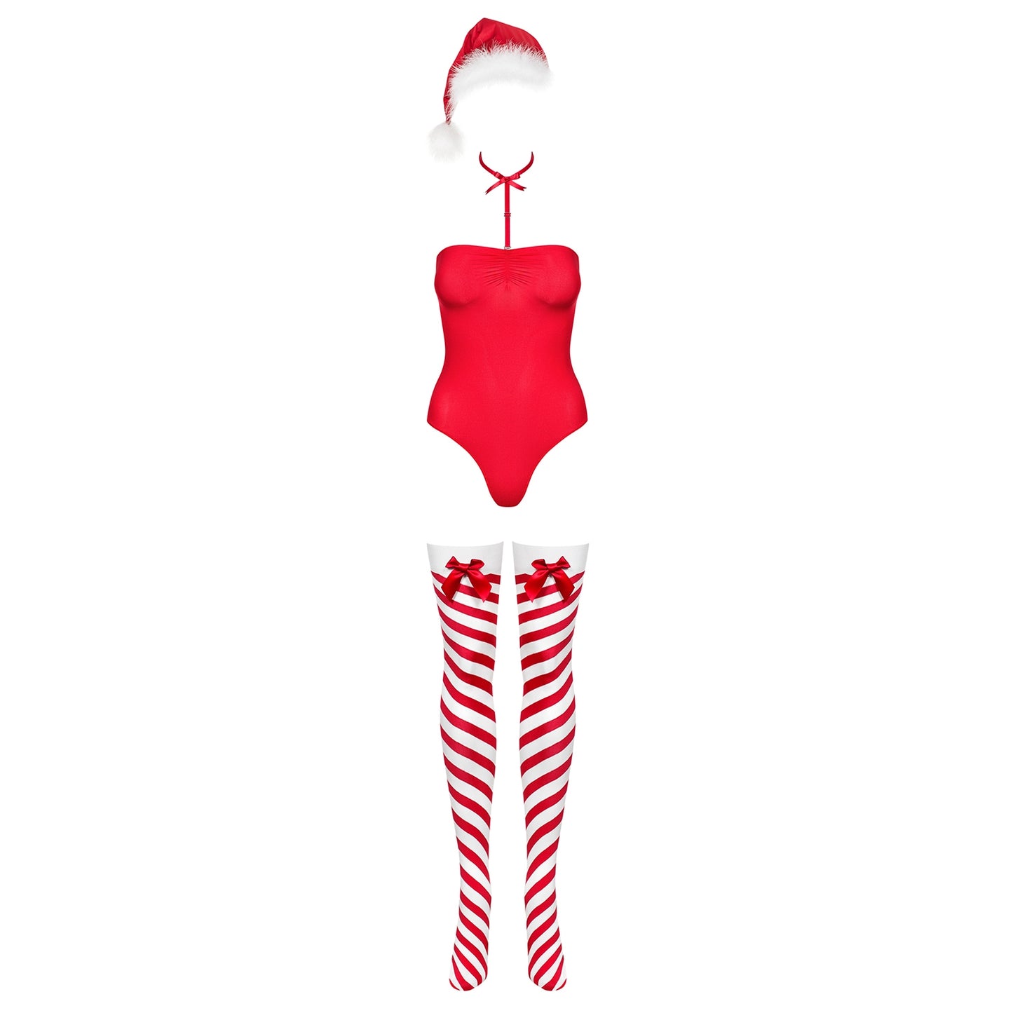 Obsessive, Kissmas nissepige sæt - Rødt nissepige-sæt m. blød finish, inkl. strømper & hue. Perfekt til julens magiske stunder!