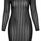 Noir Handmade, Decadence stribet kjole - Elegant kjole fra Noir Handmade kombinerer finesse og gennemsigtige blonder. Subtil rygudskæring og knap fremhæver silhuetten.